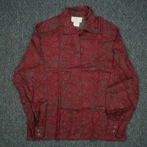 VINTAGE‎ Pendleton Sophisticates Shirt Womens 8 Red Gray Paisley Long Sleeve